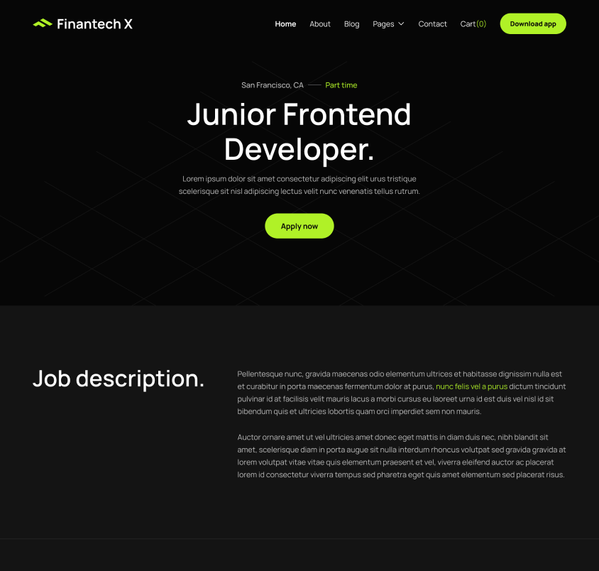 Hero Strip Career Page - Finantech X Webflow Template